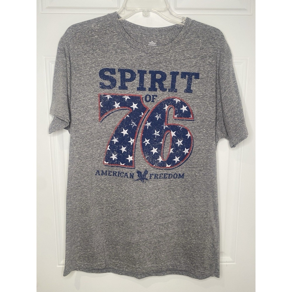 Spirit Of 76 American Freedom Men's Large Gray T Shirt Fourth of July Patriotic